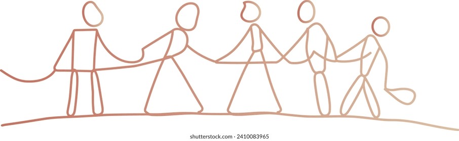 Vector de arte de la línea de trabajo en equipo, concepto de colaboración, ilustración de la creación de equipos, fuerza de trabajo conjunta, trabajo en equipo empresarial, esfuerzo de grupo, concepto de día de apreciación de los empleados, unidad, asociación, conexión