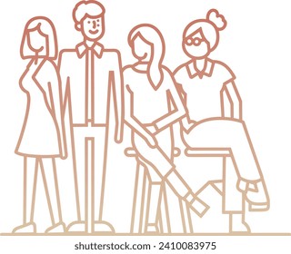 Teamwork line art vector, collaboration concept, team building illustration, united workforce, corporate teamwork, group effort, employee appreciation day concept, unity, partnership, connection