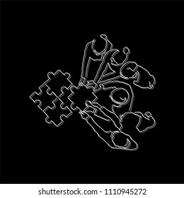 Teamwork line drawing, vector illustration design. Business people collection.