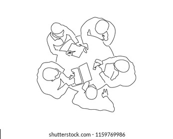 Teamwork Line Drawing, Vector Illustration Design. People Collection.