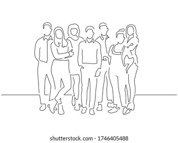 Line Drawing Business People Teamwork Friends Stock Vector (Royalty ...