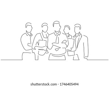 Teamwork line drawing, vector illustration design.