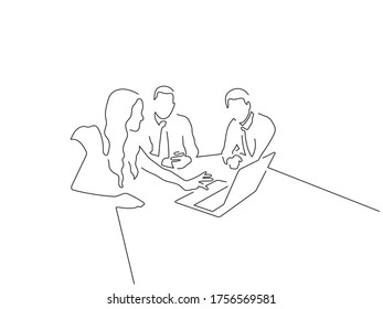 Teamwork line drawing, vector illustration design.