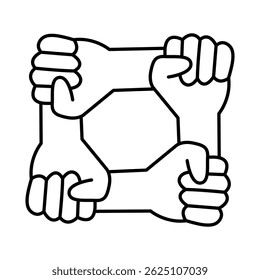 Teamwork Line Icon. Business, Strategy, Success Editable Stroke Vector Illustration