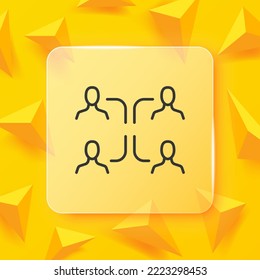 Teamwork line icon. Business, working hierarchy, task distribition, team, office work, employees, network, branch, information exchange, data transfer. Communication concept. Glassmorphism style
