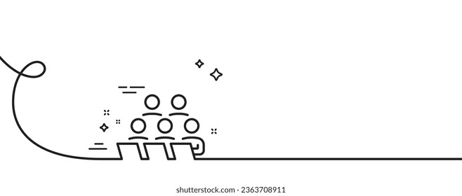 Teamwork line icon. Continuous one line with curl. Remote office sign. Team employees symbol. Teamwork single outline ribbon. Loop curve pattern. Vector