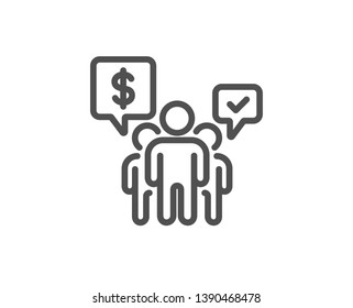 Teamwork line icon. Employees chat sign. Core value symbol. Quality design element. Linear style teamwork icon. Editable stroke. Vector