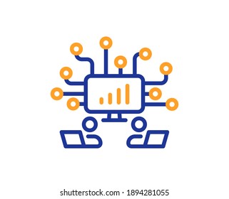 Icono de línea de trabajo en equipo. Signo de oficina remota. Símbolo de empleados de equipo. Elemento de diseño de calidad. Icono de trabajo en equipo de estilo de línea. Trazo editable. Vector