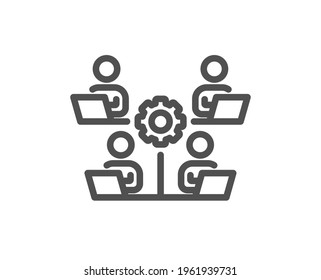 Teamwork-Line-Symbol Fernsprechzeichen des Büros. Symbol für Teammitglieder vernetzen. Qualitätsdesign-Element. Symbol für Teamwork im linearen Stil. Bearbeitbarer Strich. Vektorgrafik