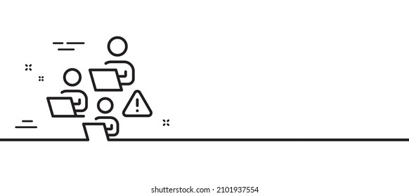Teamwork line icon. Remote office sign. Team employees symbol. Minimal line illustration background. Teamwork line icon pattern banner. White web template concept. Vector