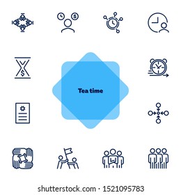 Teamwork line icon set. Team, leadership, timing. Business concept. Can be used for topics like deadline, unity, collaboration