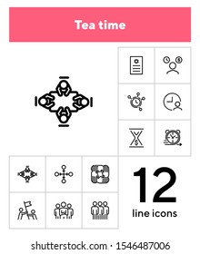 Teamwork line icon set. Team, leadership, timing. Business concept. Can be used for topics like deadline, unity, collaboration