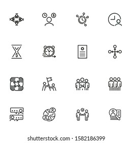 Teamwork line icon set. Team, leadership, timing. Business concept. Can be used for topics like deadline, unity, collaboration