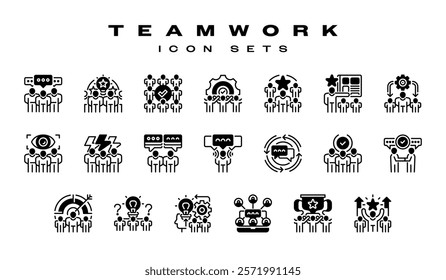 Teamwork line icon set icon. Universal creative premium symbol. Vector sign icon logo template. Vector illustration