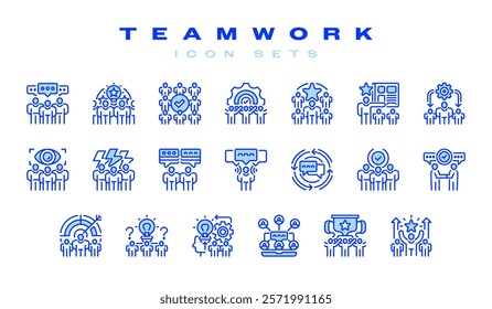 Teamwork line icon set icon. Universal creative premium symbol. Vector sign icon logo template. Vector illustration