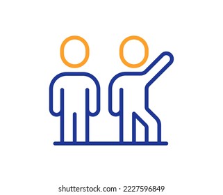 Teamwork line icon. Team work together sign. Business partnership symbol. Colorful thin line outline concept. Linear style teamwork icon. Editable stroke. Vector