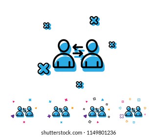 Teamwork line icon. User communication. Profile Avatar sign. Person silhouette symbol. Line icon with geometric elements. Bright colourful design. Vector