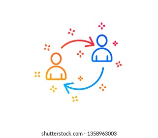 Teamwork line icon. User communication or Human resources. Profile Avatar sign. Person silhouette symbol. Gradient design elements. Linear user communication icon. Random shapes. Vector