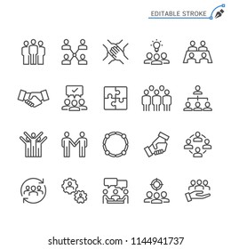 Teamwork line icons. Editable stroke. Pixel perfect.