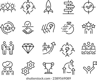 Teamwork-Linie 
Symbole Vektordesign