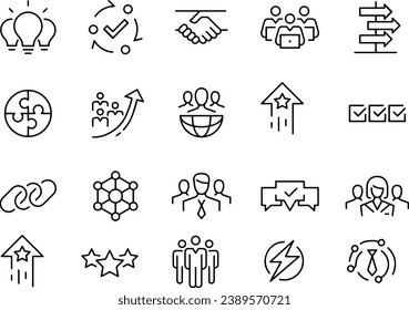 Teamwork line Icons vector design
