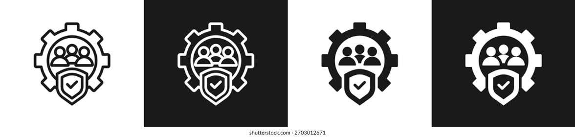 Línea De Trabajo En Equipo N Icono De Glifo En Fondo Blanco Y Negro