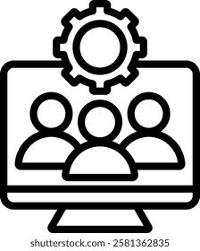 Teamwork Line Vector Illustration On White Background.