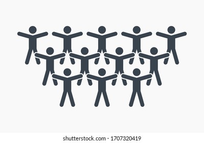 Teamwork line vector minimalistic icon. Network symbol. Team group silhouette icon for web design. Meeting group flat icon for app design. Friendship sign minimal flat linear icons