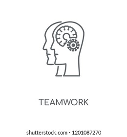 Teamwork linear icon. Teamwork concept stroke symbol design. Thin graphic elements vector illustration, outline pattern on a white background, eps 10.