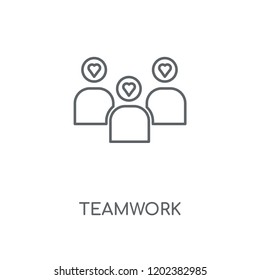 Teamwork linear icon. Teamwork concept stroke symbol design. Thin graphic elements vector illustration, outline pattern on a white background, eps 10.