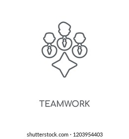 Teamwork linear icon. Teamwork concept stroke symbol design. Thin graphic elements vector illustration, outline pattern on a white background, eps 10.