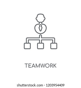 Teamwork linear icon. Teamwork concept stroke symbol design. Thin graphic elements vector illustration, outline pattern on a white background, eps 10.