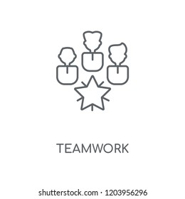 Teamwork linear icon. Teamwork concept stroke symbol design. Thin graphic elements vector illustration, outline pattern on a white background, eps 10.