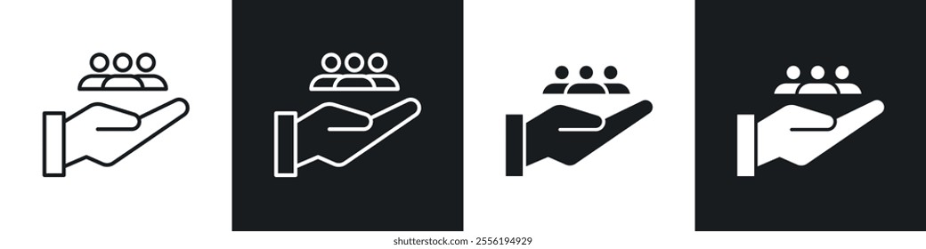Teamwork linear icon set for app, and web design.