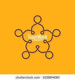 teamwork logo business line concept on yellow background