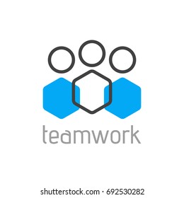 Teamwork logo concept. Team person symbol. Vector illustration
