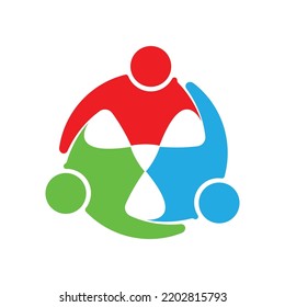 teamwork logo connecting three people on white background