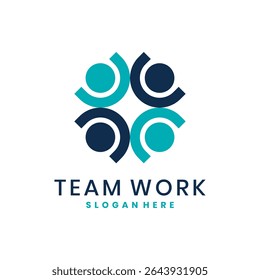 Teamwork logo design with human figures forming a symbol of unity for collaboration and community.