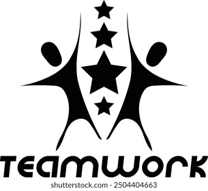 Teamwork Logo design. Team members support. company teamwork logo for any kind of graphic design. Black Team logo design, Black Stra people team logo design. symmetrical teamwork Logos designs