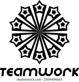Teamwork Logo design. Team members support. company teamwork logo for any kind of graphic design. Black Team logo design, Black Stra people team logo design. symmetrical teamwork Logos designs