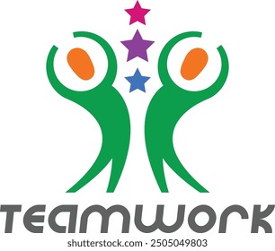 Teamwork Logo design. Team members support. company teamwork logo for any kind of graphic design. Colorful Team logo design, Colorful Stra people team logos design. symmetrical teamwork Logo designs