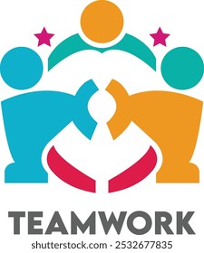 Teamwork Logo design. Team members support. company teamwork logo for any kind of graphic design. Colorful Team logo design, Colorful Stra people team logos design. symmetrical teamwork Logo designs