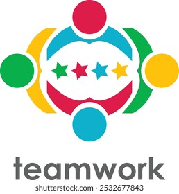 Teamwork Logo design. Team members support. company teamwork logo for any kind of graphic design. Colorful Team logo design, Colorful Stra people team logos design. symmetrical teamwork Logo designs