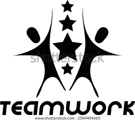 Teamwork Logo design. Team members support. company teamwork logo for any kind of graphic design. Black Team logo design, Black Stra people team logo design. symmetrical teamwork Logos designs