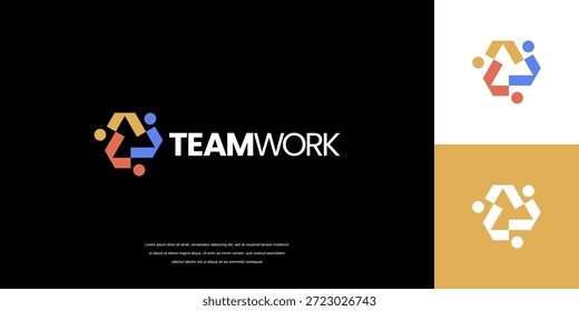 Vector de diseño de logotipo de trabajo en equipo, idea de logotipo comunitario