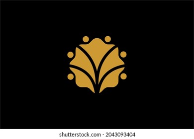 Teamwork logo design vector. People rounded illustration symbols. Humanity care vector icon. 