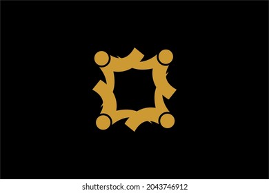 Teamwork Logo-Design-Vektorgrafik. Die Leute abgerundeten Illustrationssymbole. Vektorsymbol der Menschheit. 