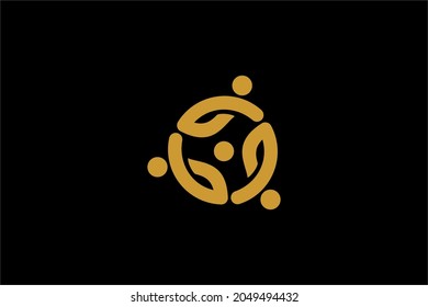 Vector de diseño de logotipo de trabajo en equipo. Símbolos de ilustración redondeados de personas. Icono vector de cuidado de la humanidad. 