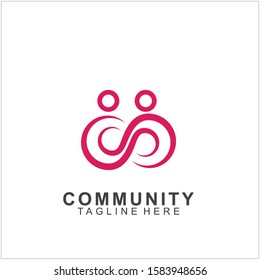 Teamwork logo design. Vector social network family icon. 
