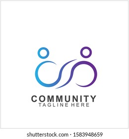 Teamwork logo design. Vector social network family icon. 